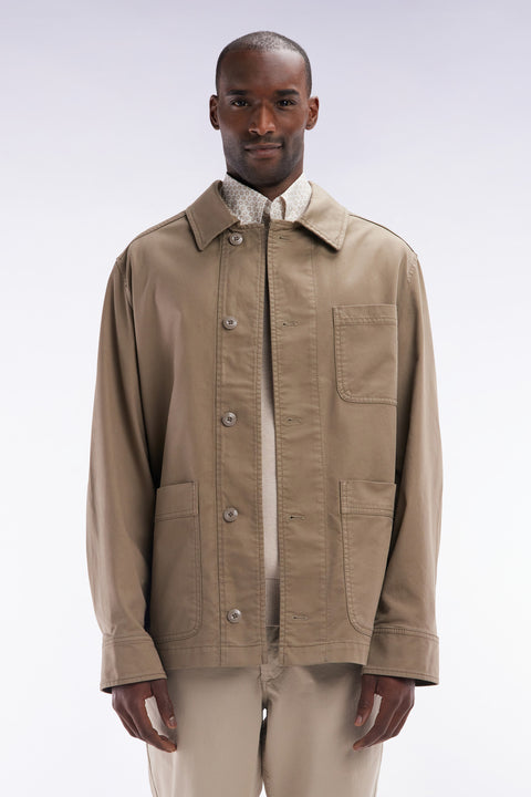 Surchemise à poches plaquées en coton stretch sable - Image 1