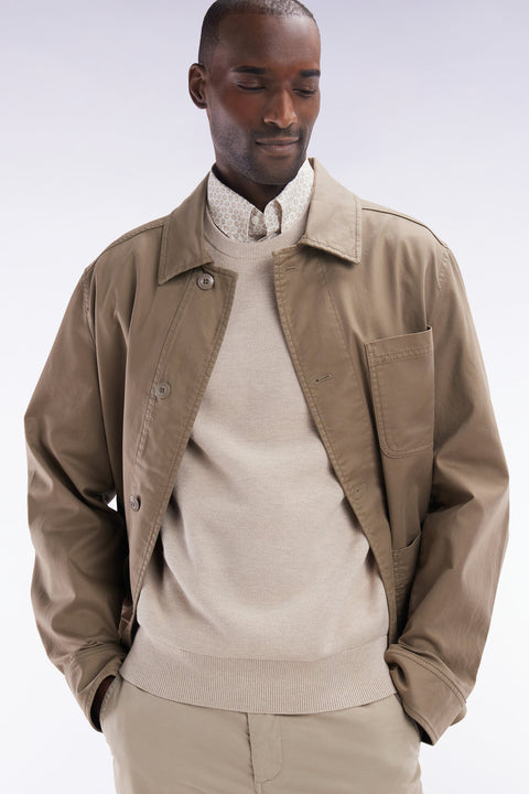 Surchemise à poches plaquées en coton stretch sable - Image 3