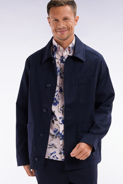 Surchemise à poches plaquées en coton stretch marine - Image 3