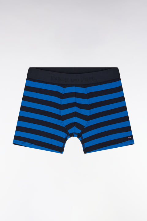 Boxer shorts in stretch cotton jersey with navy and blue rings - Image 1