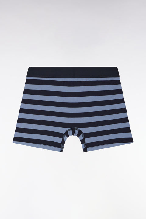 Boxer shorts in stretch cotton jersey with navy and grey stripes - Image 2
