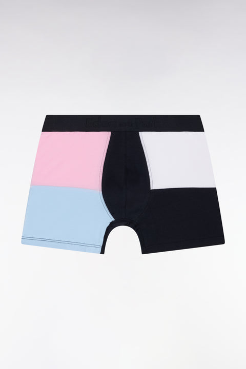 Cut and sewn boxer shorts in pink and blue stretch cotton jersey - Image 1