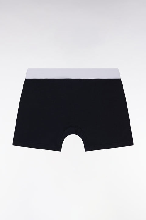 Navy stretch cotton jersey boxer elastic waist white - Image 2