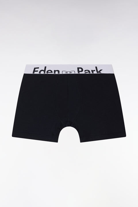 Navy stretch cotton jersey boxer elastic waist white - Image 1