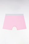 Pink stretch cotton jersey boxer shorts, white waistband