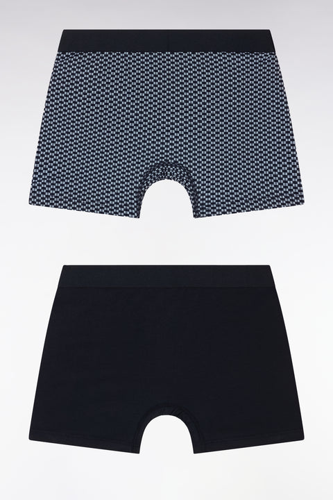 Set of two boxer shorts in plain and sky-printed stretch cotton jersey - Image 2