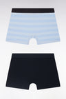 Set of two boxer shorts in navy stretch cotton jersey with sky circles