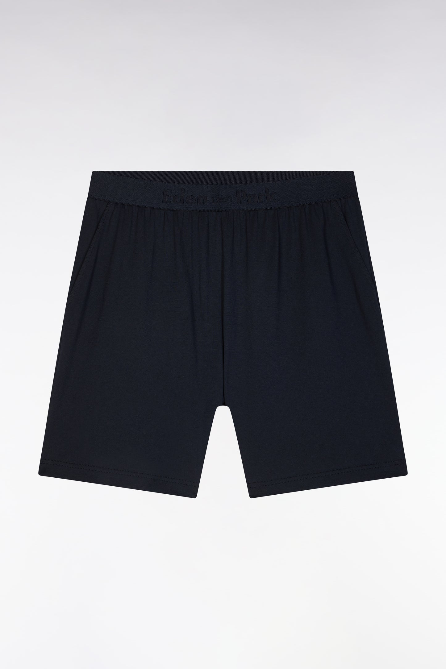 Short pyjamas in blue and navy cotton jersey
