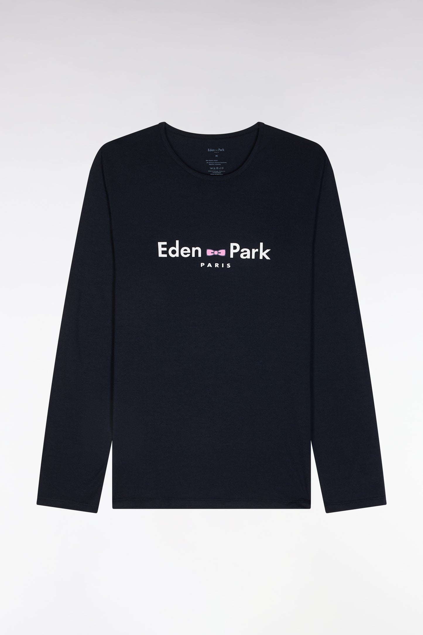 Pyjama long en coton et modal marine logo Eden Park