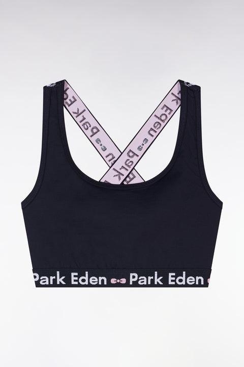 Signed navy elastic cross-strap bra - Image 1