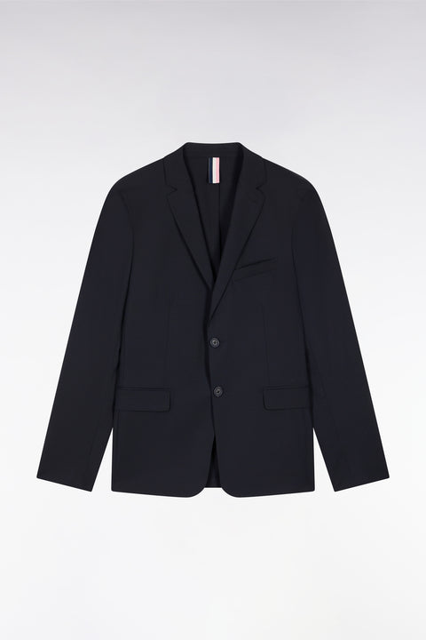 Veste 2 boutons en laine stretch mélangée marine - Image 2