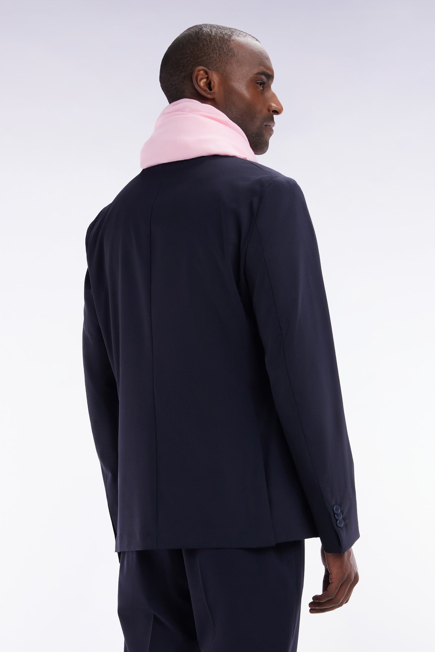 2-button navy jacket in stretch wool blend