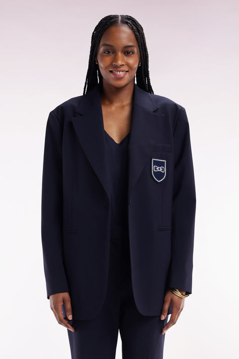 Veste de costume en laine vierge marine coupe Oversized - Image 3
