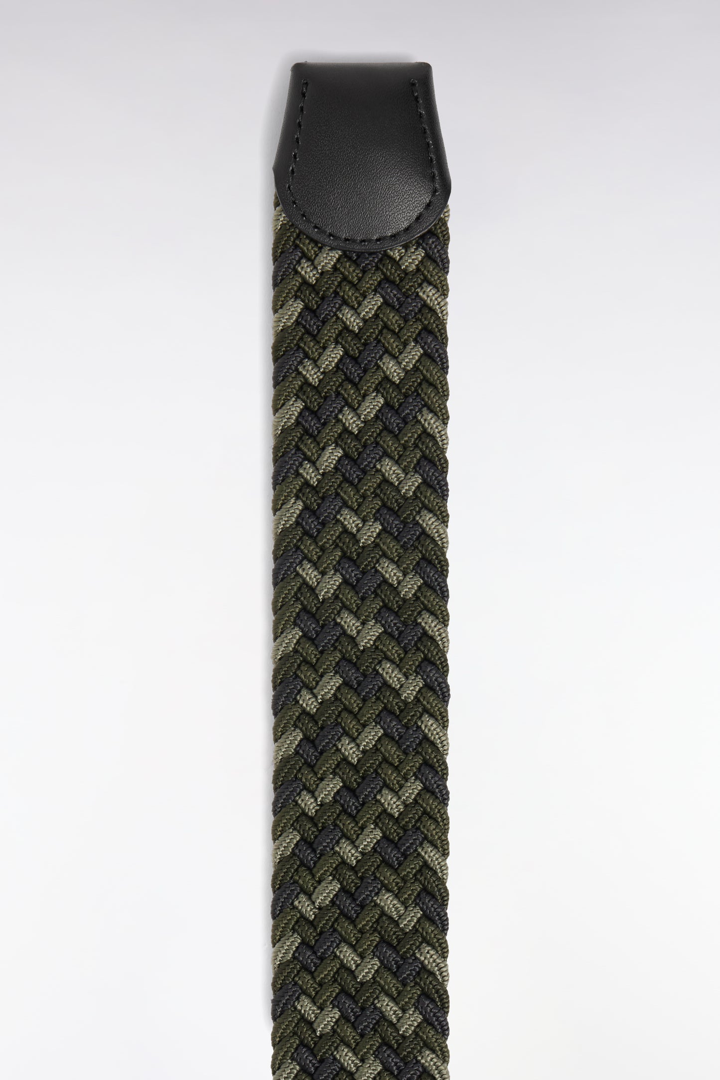 Ceinture textile élastiquée tricolore kaki