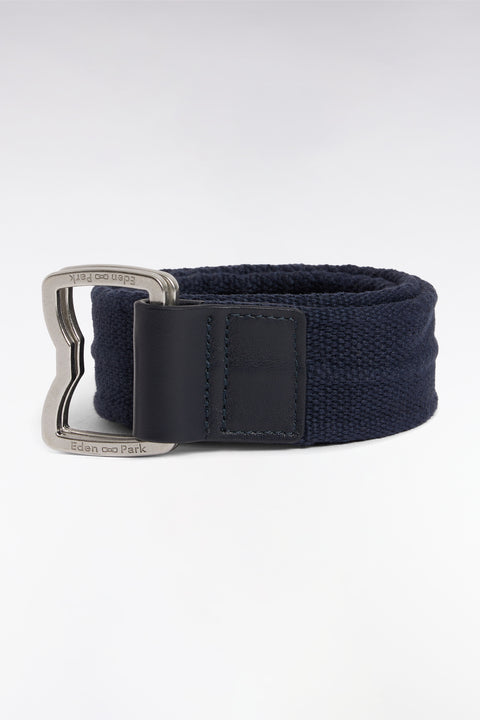 Ceinture en cuir et textile marine à boucle nœud papillon - Image 1