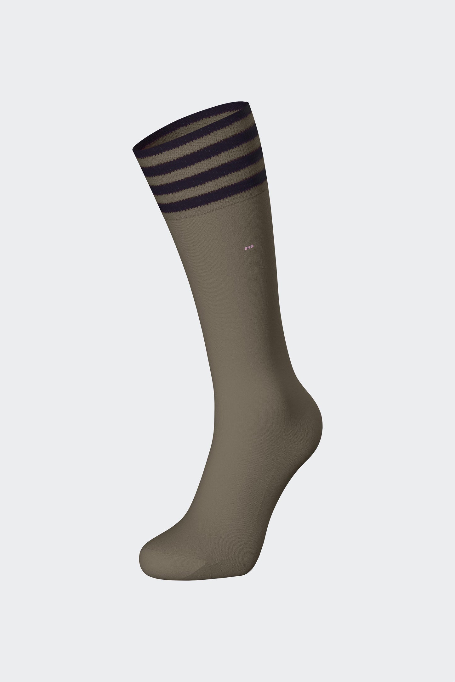 Paire de chaussettes en coton mélangé kaki à bordure rayée