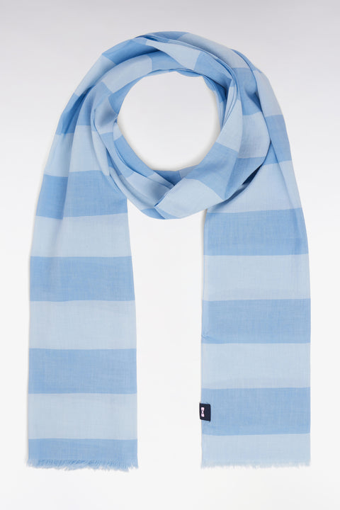 Écharpe en coton et modal à rayures ciel - Image 1