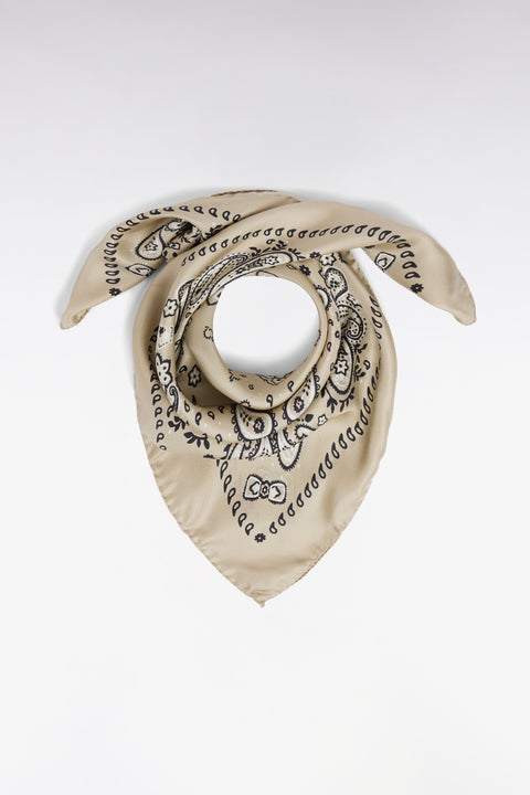 Bandana en twill de soie beige - Image 1
