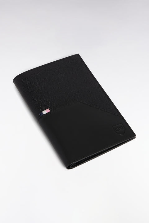 Portefeuille taille passeport bimatière en cuir noir - Image 2