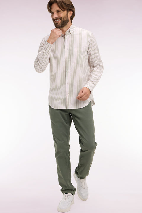 Pantalon chino regular en coton stretch kaki - Image 1