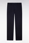 Pantalon chino taille élastique en coton et lyocell marine