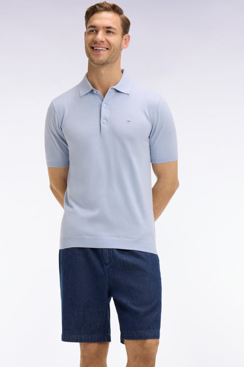 Bermuda à taille élastiquée en chambray marine - Image 1
