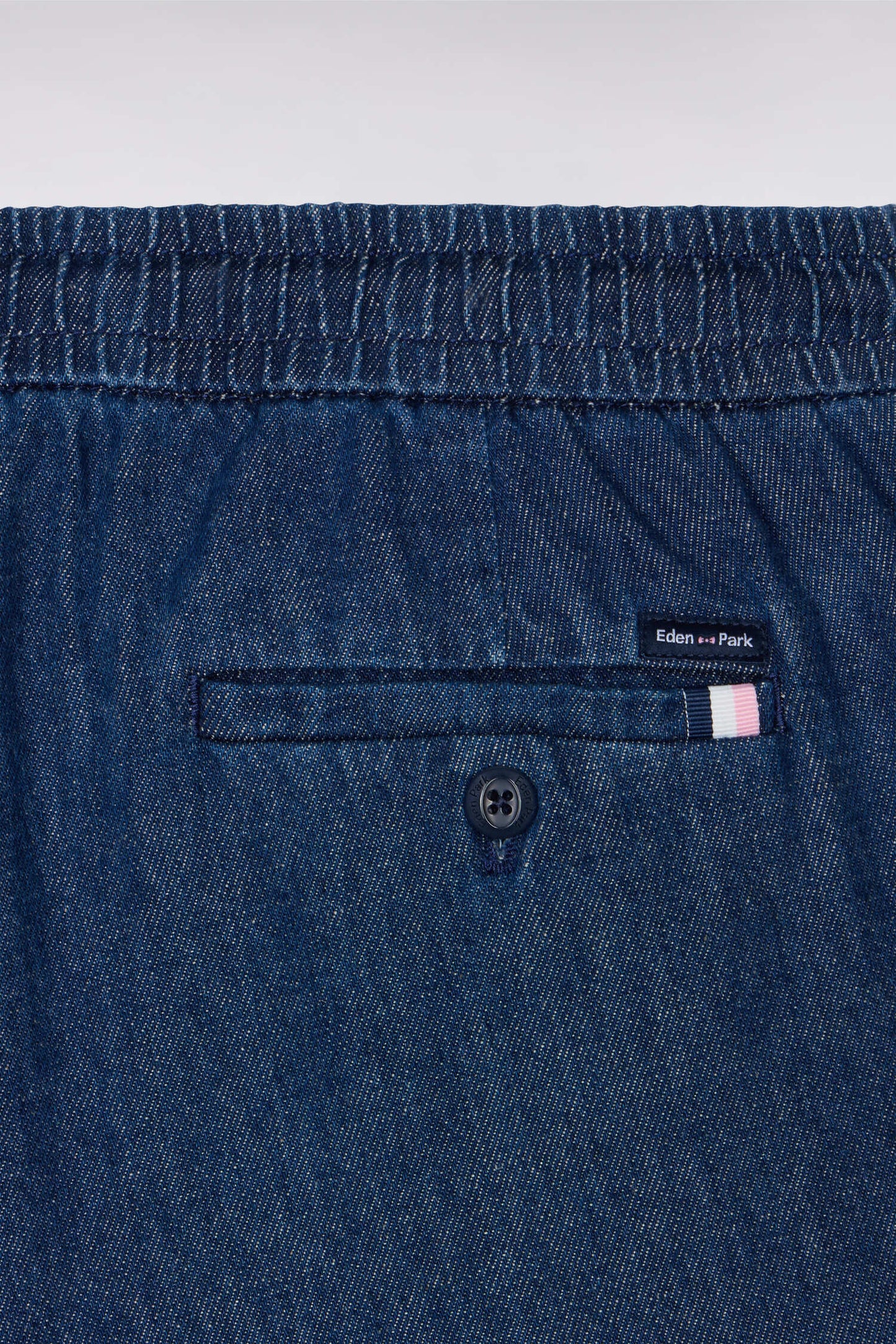 Pantalon taille élastiquée en chambray bleu coupe Modern