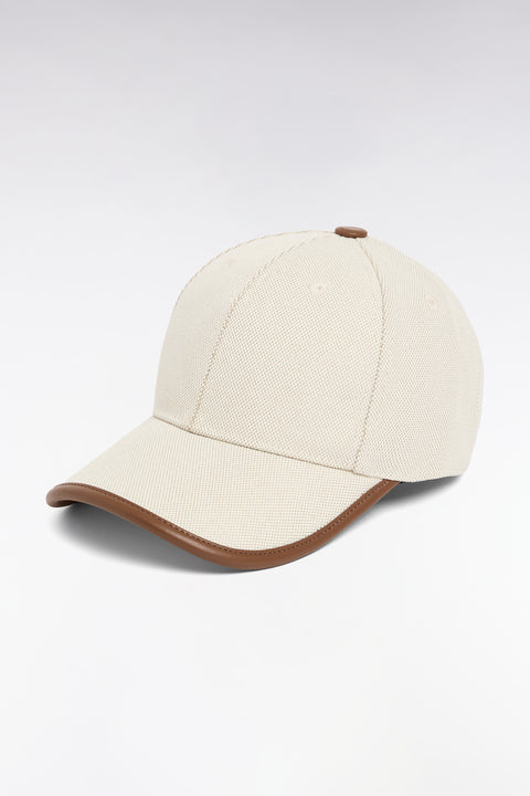 Casquette écru à passepoil marron - Image 1