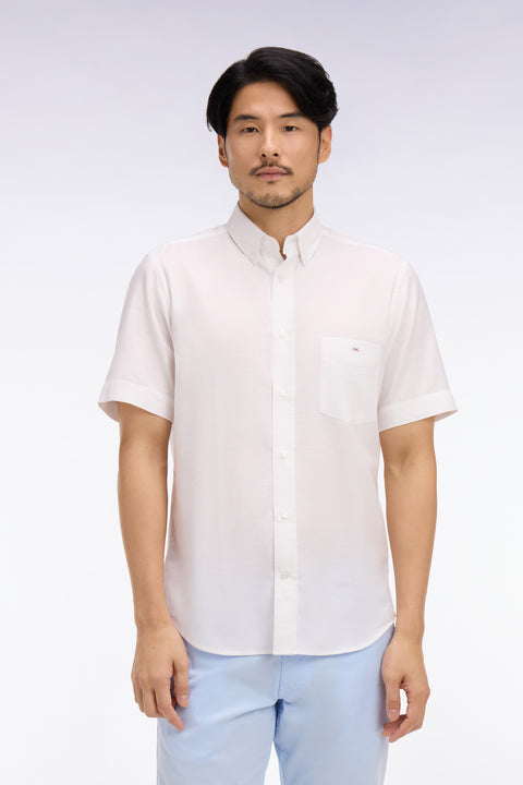 Chemise à manches courtes en piqué coton blanc - Image 3