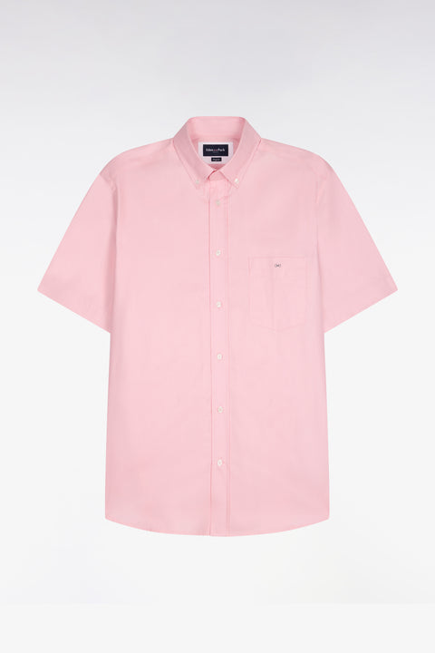 Chemise à manches courtes en coton fil teint rose - Image 2