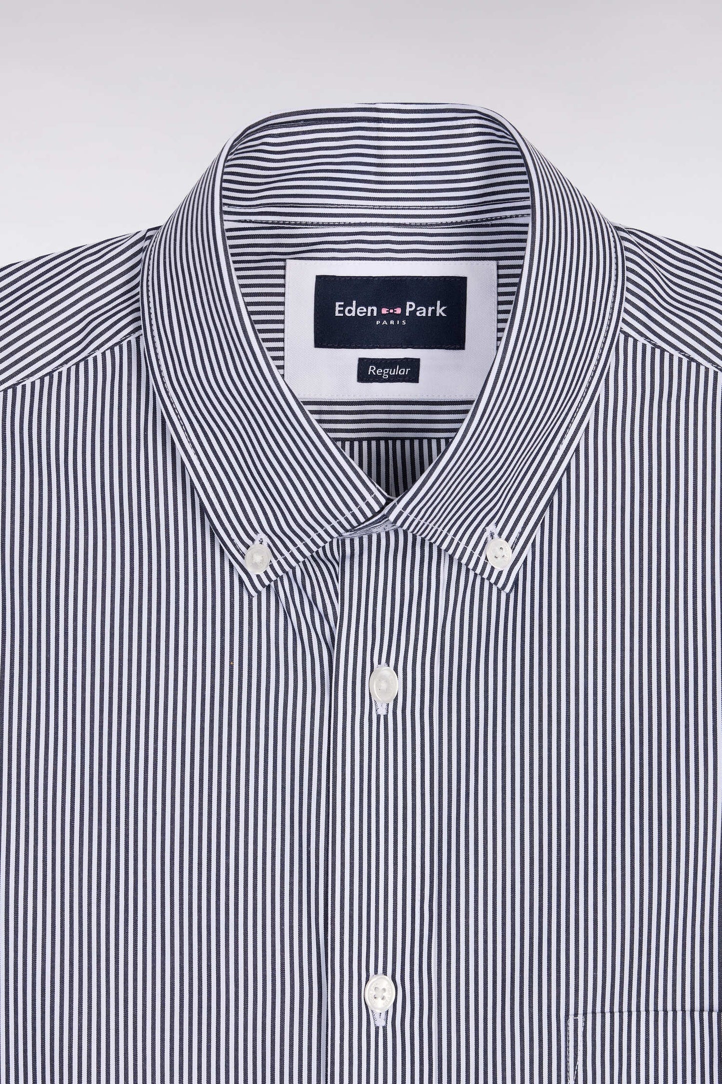 Chemise à manches courtes en coton à rayures bâtons marine