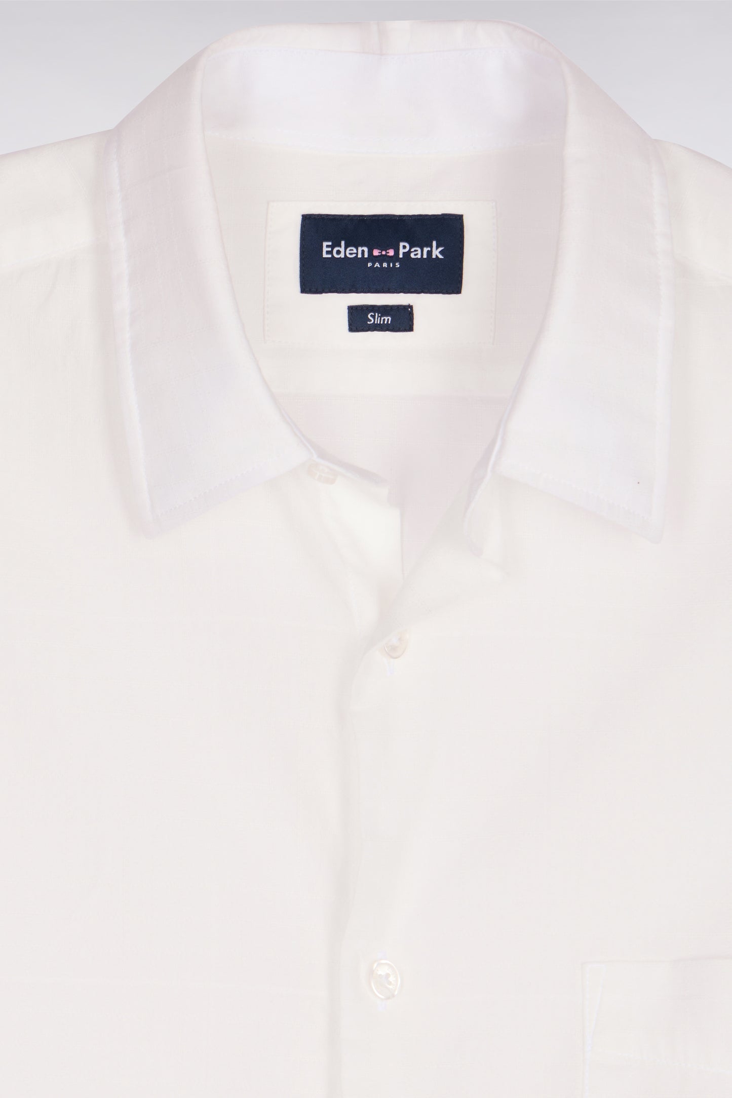 Chemise à manches courtes en coton blanc coupe slim