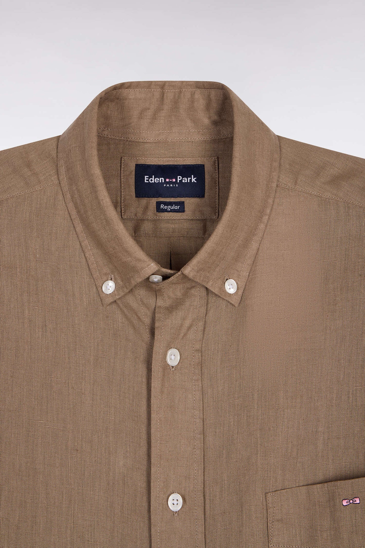 Chemise à manches courtes en lin kaki