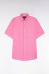 Chemise à manches courtes en lin rose
