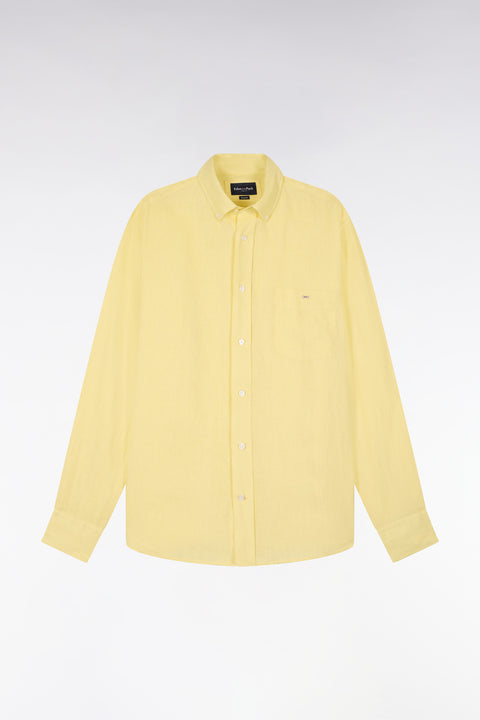 Chemise droite en lin jaune - Image 2