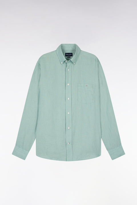 Chemise droite en lin vert d'eau - Image 2
