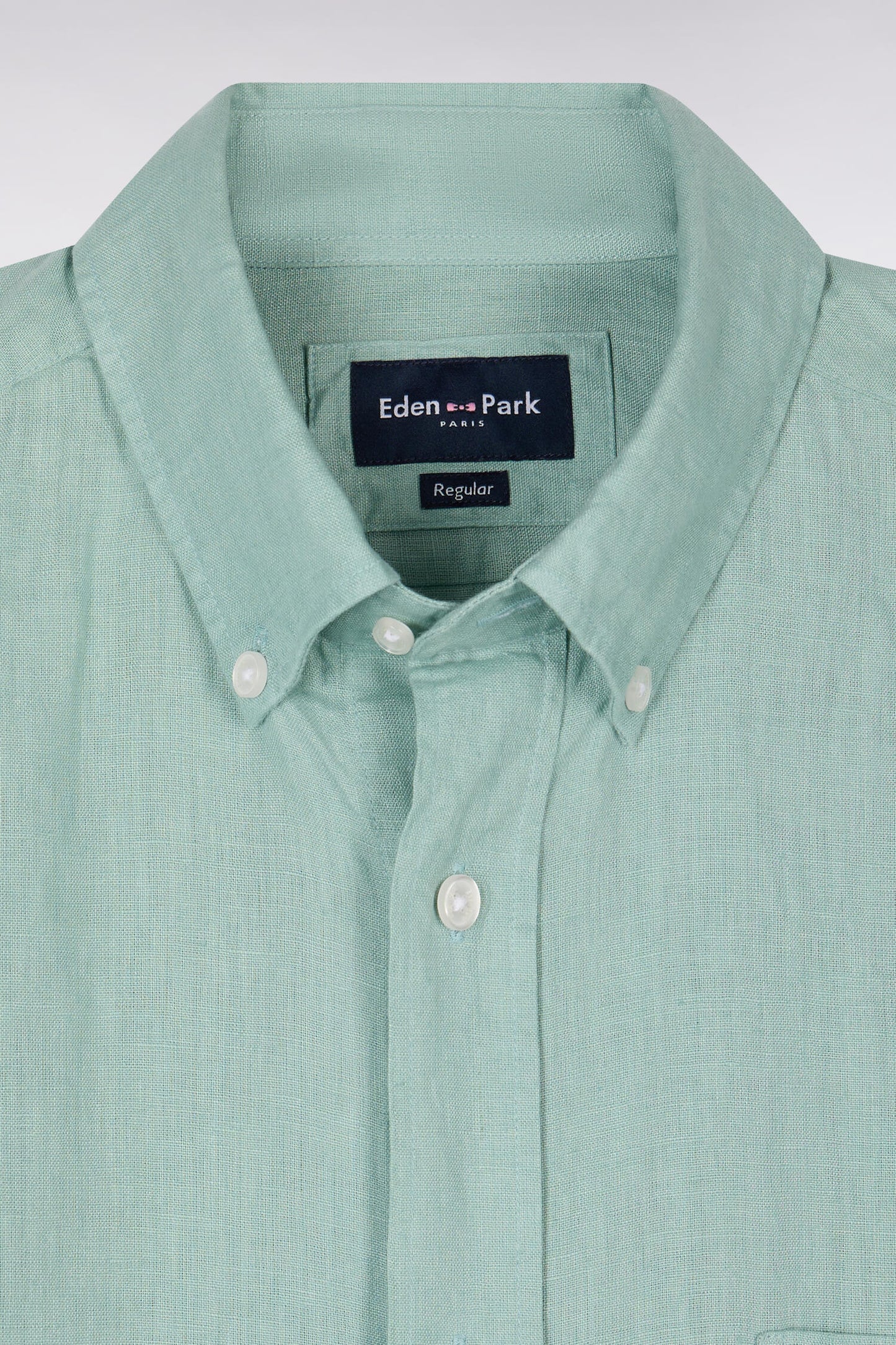 Chemise droite en lin vert d'eau