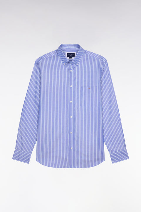 Chemise en coton pinpoint à rayures bleu ciel coupe regular - Image 1