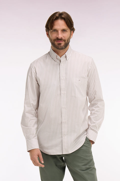 Chemise en coton pinpoint à rayures rose coupe regular - Image 3