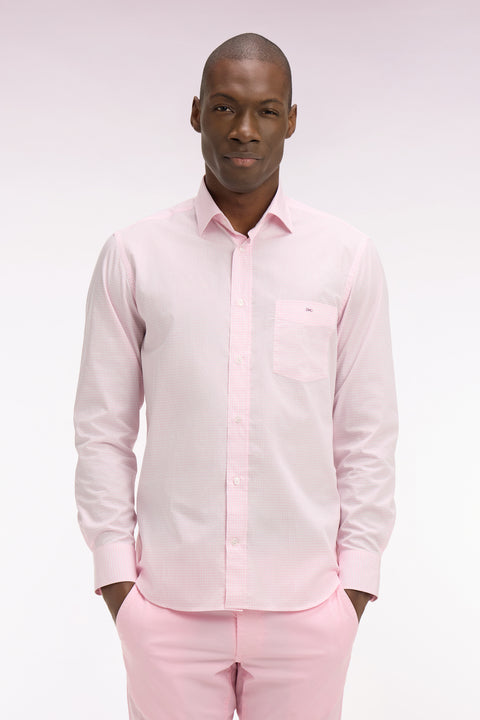 Chemise en coton dobby à carreaux rose coupe regular - Image 3