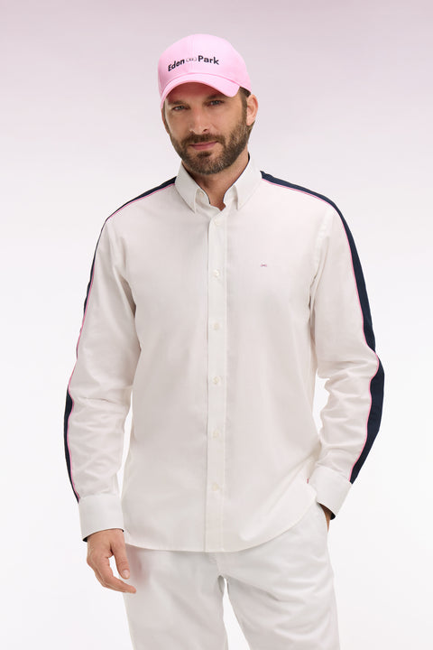 Chemise en coton pinpoint blanc broderie dos - Image 3