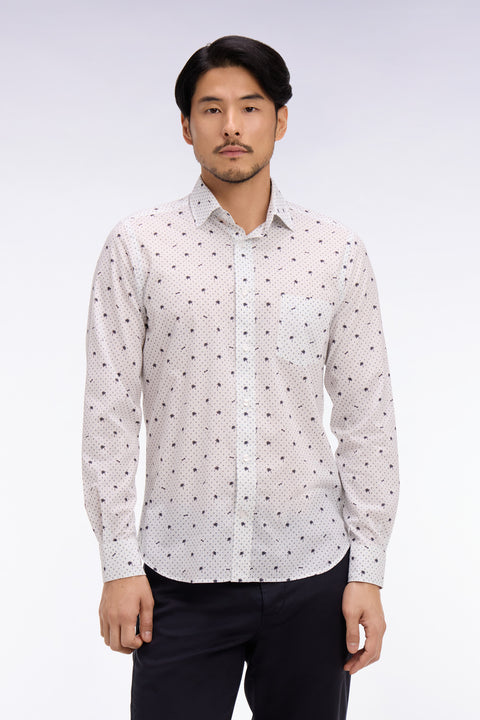 Chemise en coton blanche à micromotifs coupe slim - Image 3