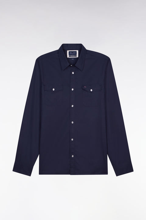 Chemise en popeline de coton Pima marine coupe regular - Image 2