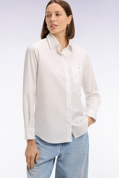 Chemise en popeline de coton blanche coupe slim - Image 1