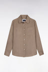 Beige linen shirt with patch pockets