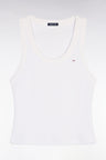 Débardeur côtelé en coton et modal stretch blanc
