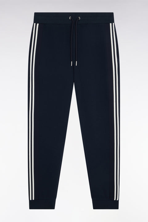 Jogging en coton mélangé marine à découpes contrastées coupe regular - Image 2