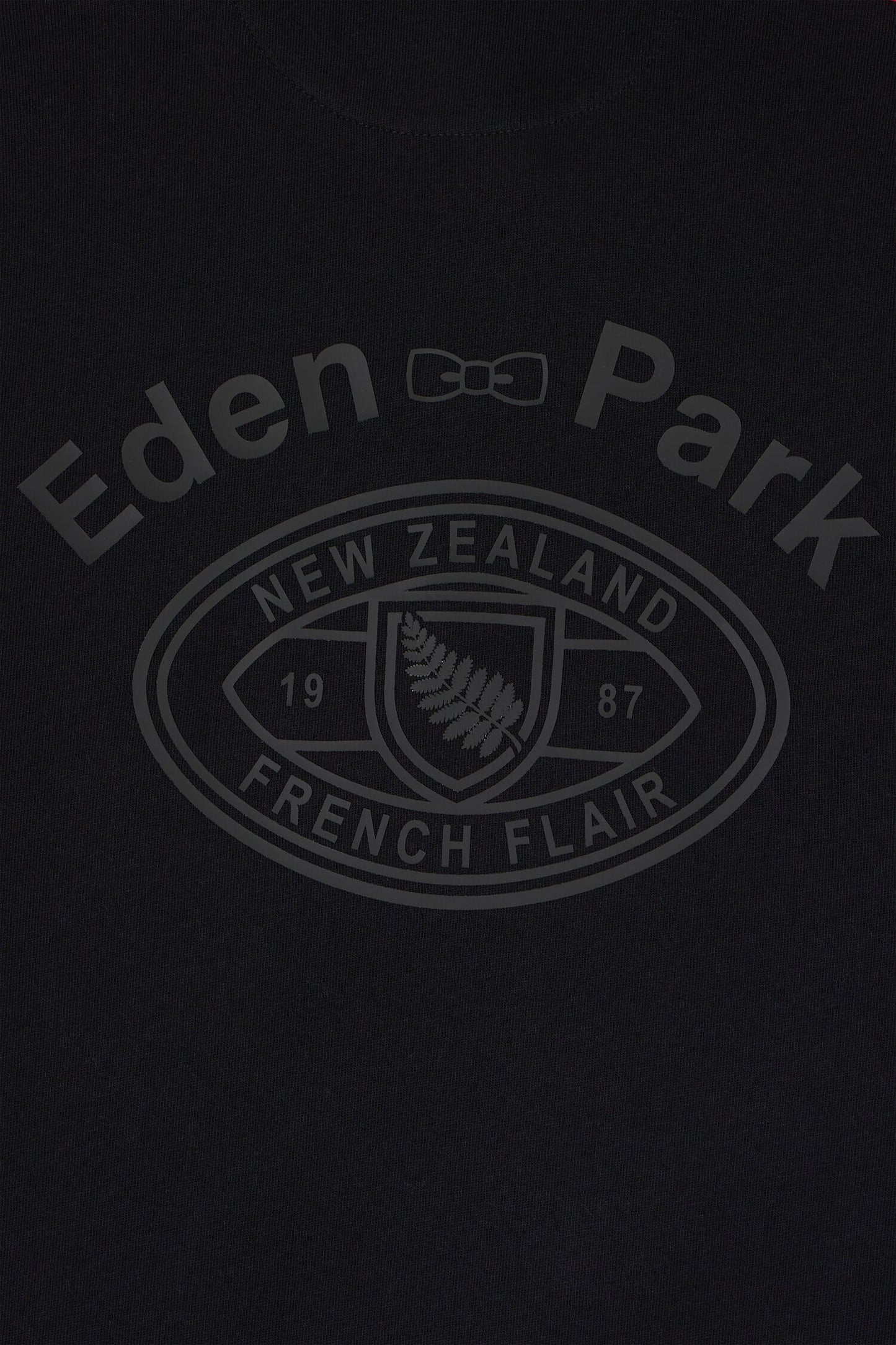 Maillot à manches courtes Nouvelle Zélande en coton noir coupe regular