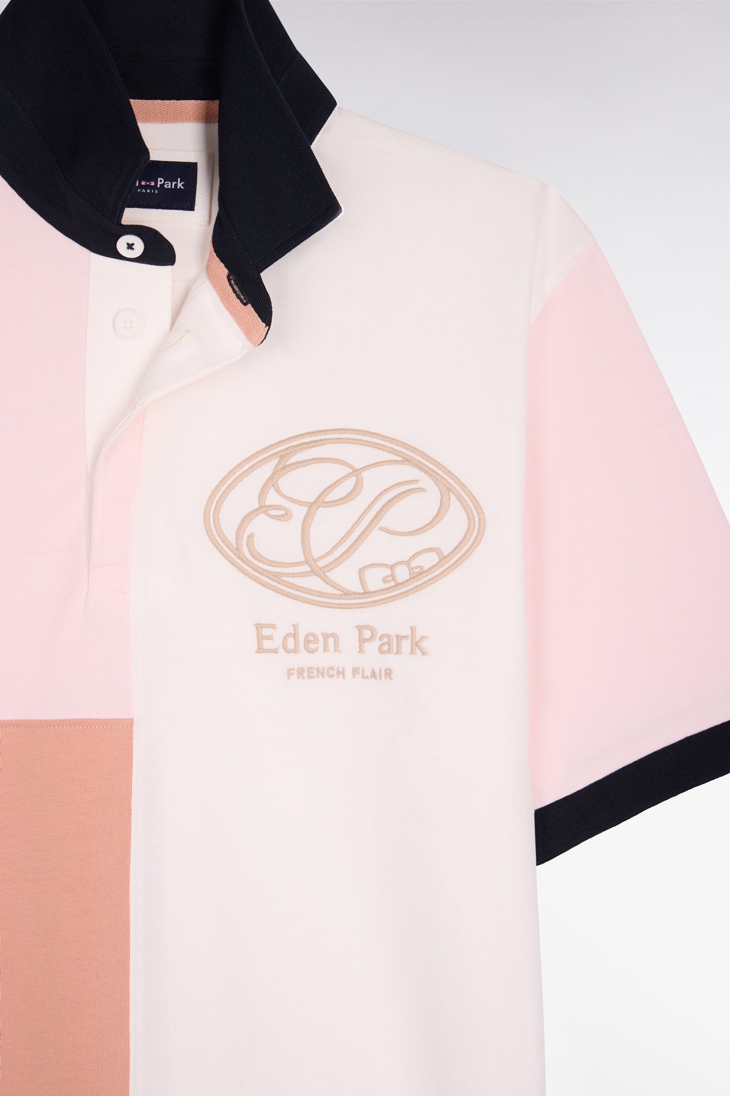 Maillot à manches courtes rose découpes graphiques et broderie coupe regular