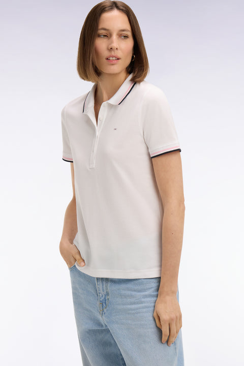 Polo à manches courtes en coton blanc coupe regular - Image 1